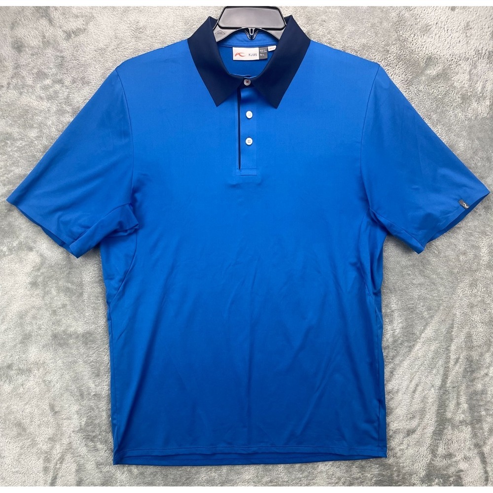 KJUS Men's Polo Shirt Size‎ 52 Large Blue Performance Stretch Short Sleeve
